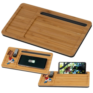 Органайзер бамбуковий настільний з бездротовим зарядним пристроєм та USB-кабелем